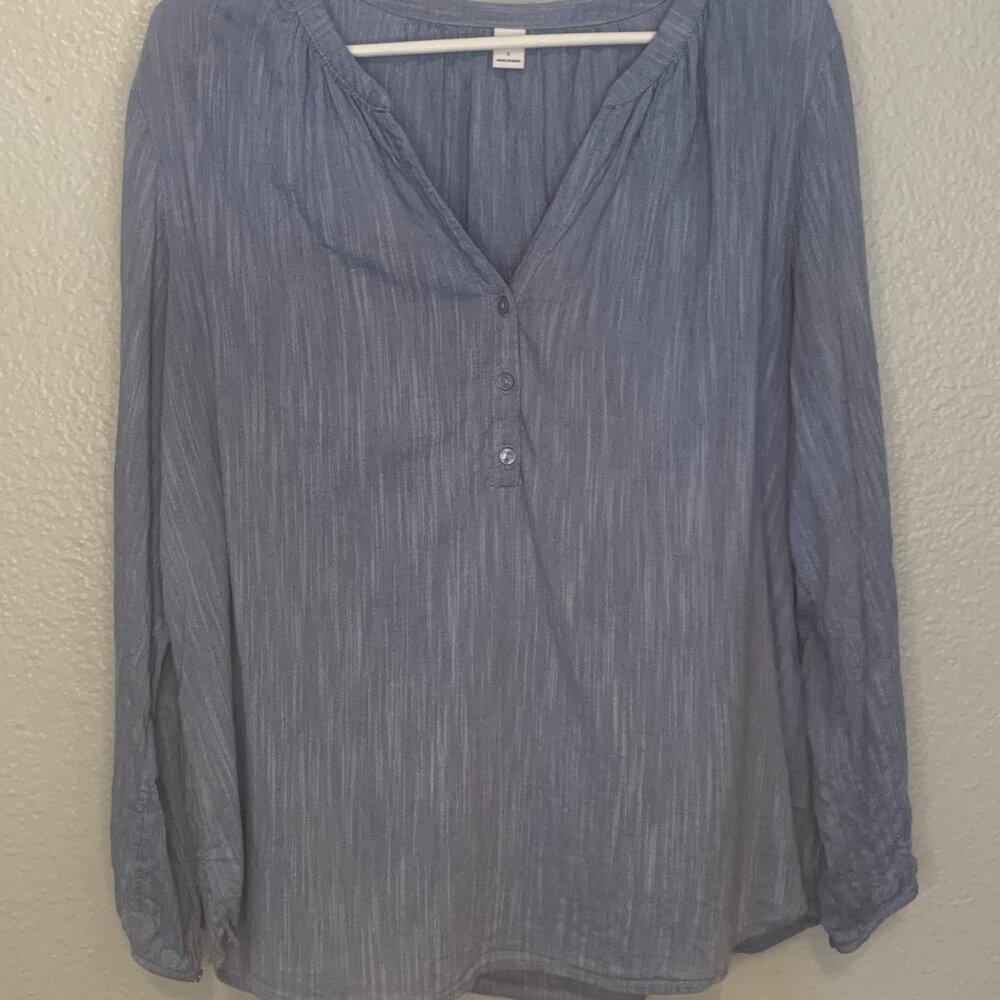 Old Navy Blue Long Sleeve Button Up